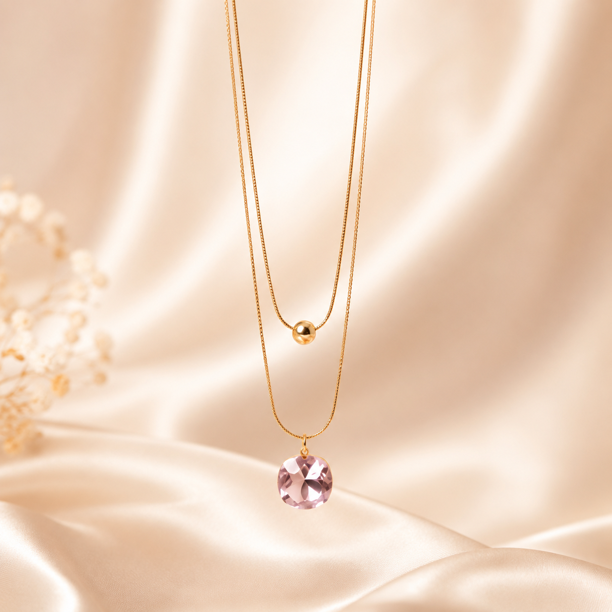 Rosé Crystal Layer Necklace