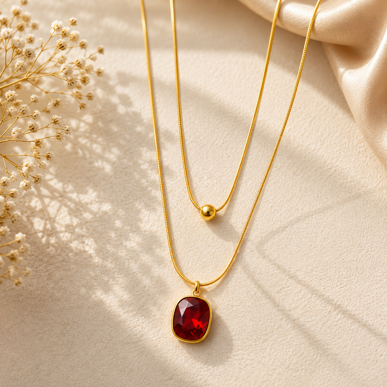 Ruby Royale Double Layer Necklace